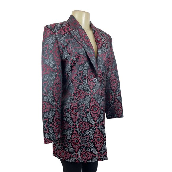 Classiques Entier Women's Black and Burgundy Floral Blazer Size 8 (EUR 38) - Picture 2 of 7
